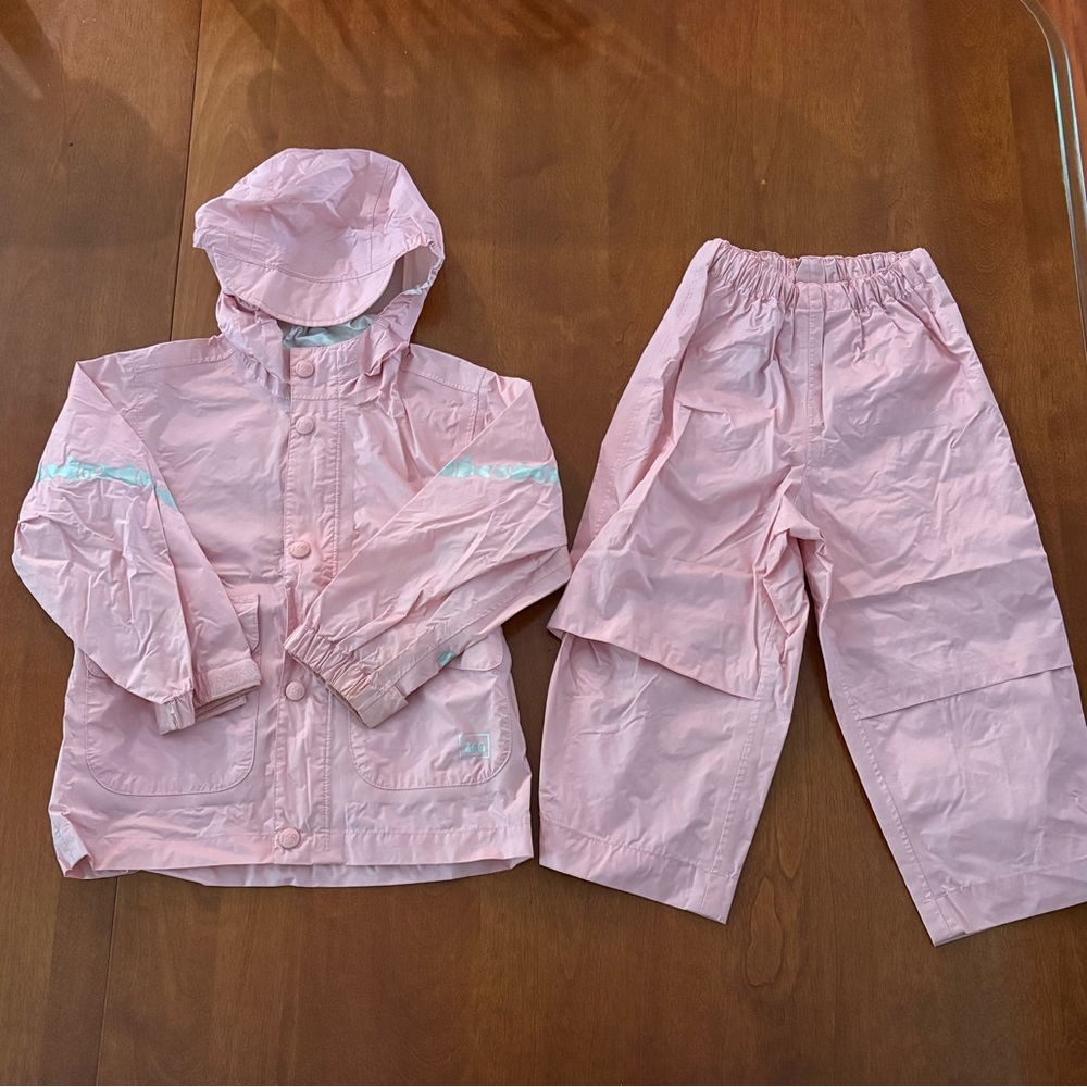 REI Rain Jacket & Rain Pants Set - Pink with Fish Details Size 3T - Picture 4 of 12